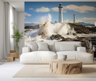 golven beuken op de kust fotobehang in maritieme stijl fotobehang demural