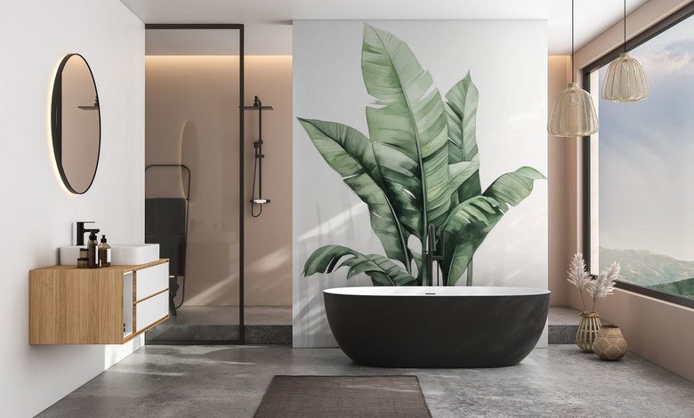 xxl formaat plant fotobehang voor de badkamer fotobehang demural
