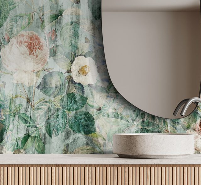 de discrete charme van een bloemenweide fotobehang voor de badkamer fotobehang demural