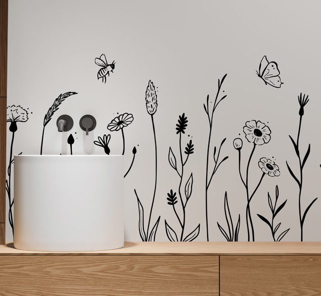 een zeer minimalistische weide fotobehang voor de badkamer fotobehang demural
