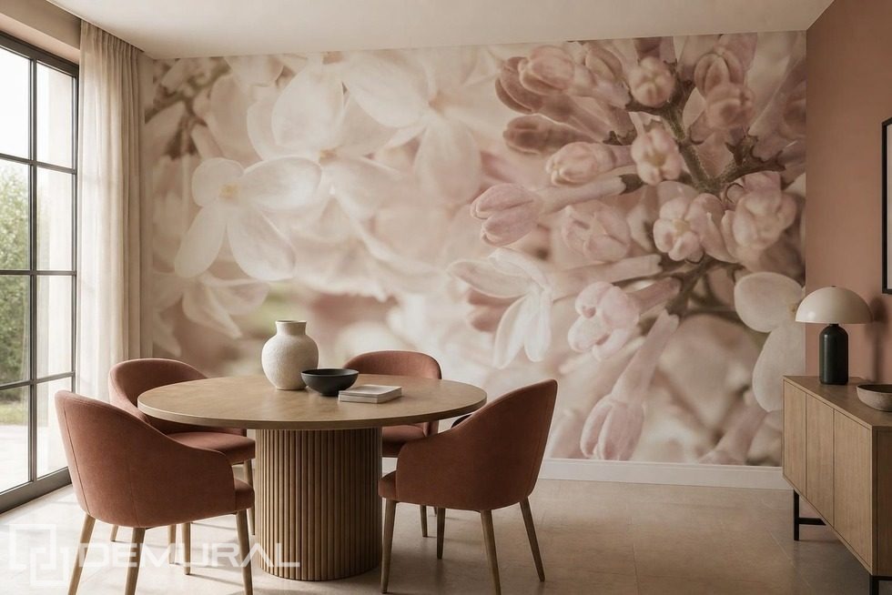 Zachte harmonie van roze en crème Bloemen Fotobehang Fotobehang Demural