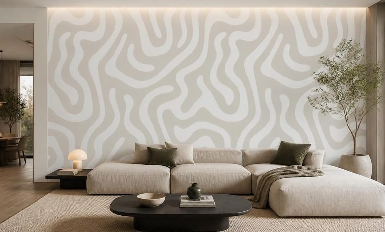 subtiele lijnenspel in natuurlijke kleuren fotobehang voor de woonkamer fotobehang demural