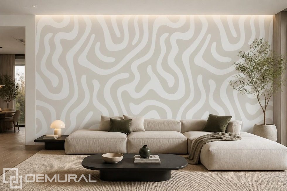 Subtiele lijnenspel in natuurlijke kleuren Fotobehang voor de woonkamer Fotobehang Demural
