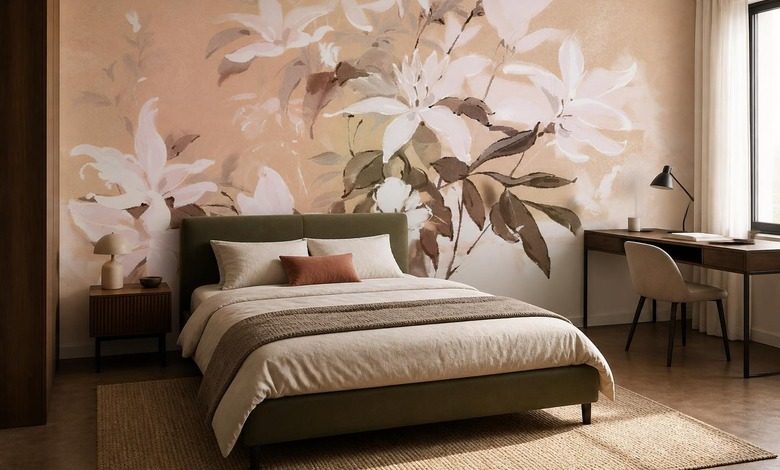 delicate lichtspel op een bloemmotief fotobehang voor de slaapkamer fotobehang demural