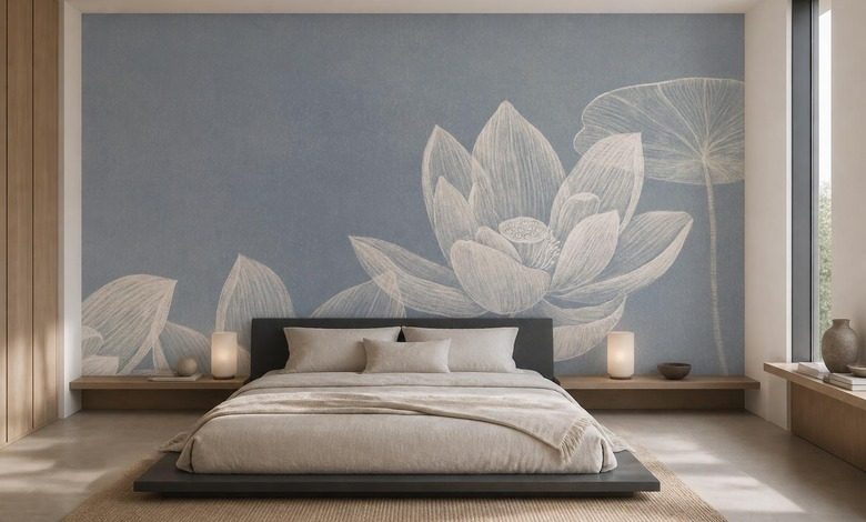 verspreid licht dat een delicate bloem accentueert fotobehang voor de slaapkamer fotobehang demural