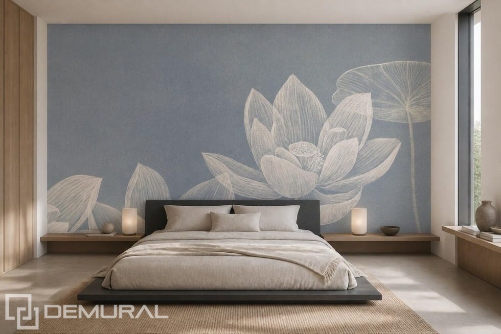 Verspreid licht dat een delicate bloem accentueert Fotobehang voor de slaapkamer Fotobehang Demural
